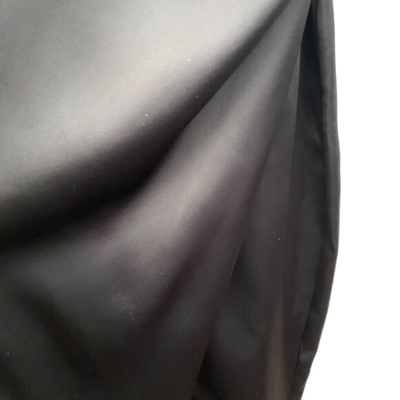 ZARA Black Satin Effect Spaghetti Strap Sweetheart Neckline Ruched Midi Dress M - Picture 5 of 12